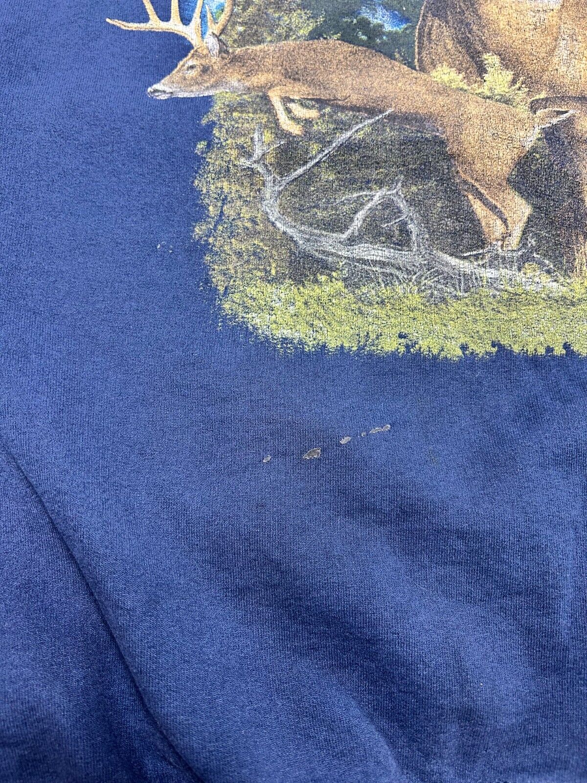 Vintage Lost Creek Deer Nature Graphic Crewneck Sweatshirt Size 2XL Navy Blue