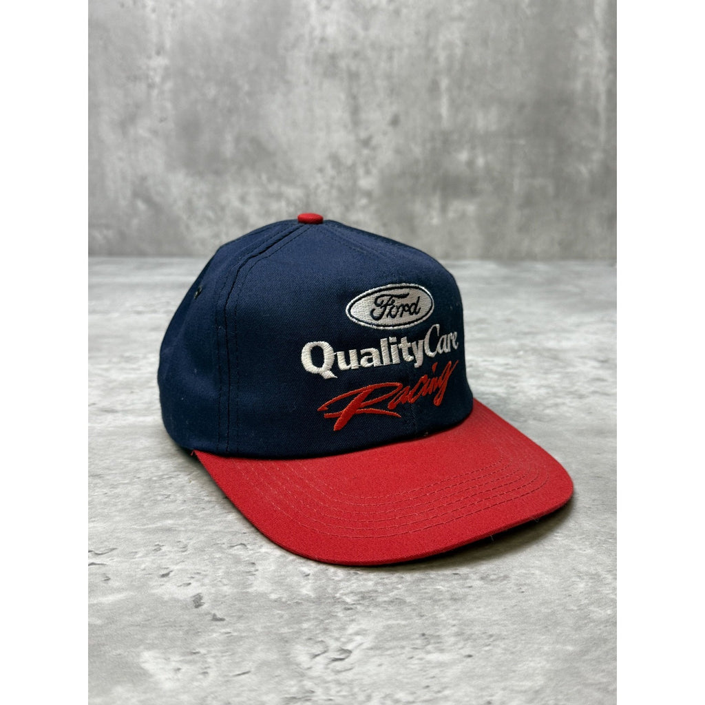 Vintage Ford Quality Care Racing Embroidered Spellout Snapback Hat OSFA