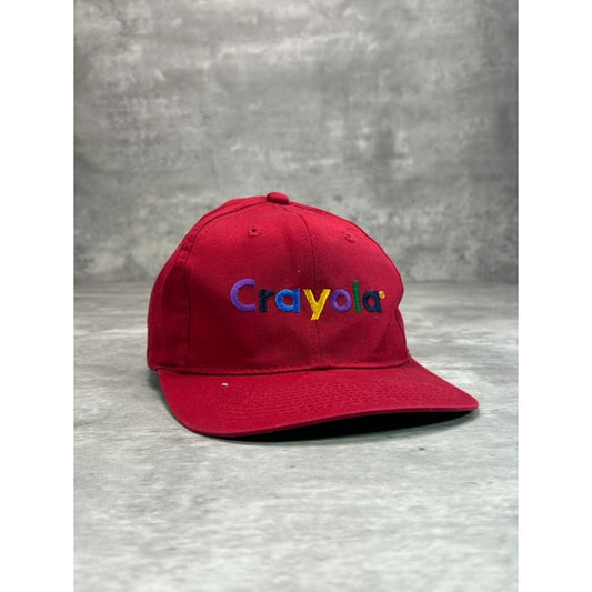 Vintage 90s Crayola Embroidered Spellout Snapback Hat OSFA Red