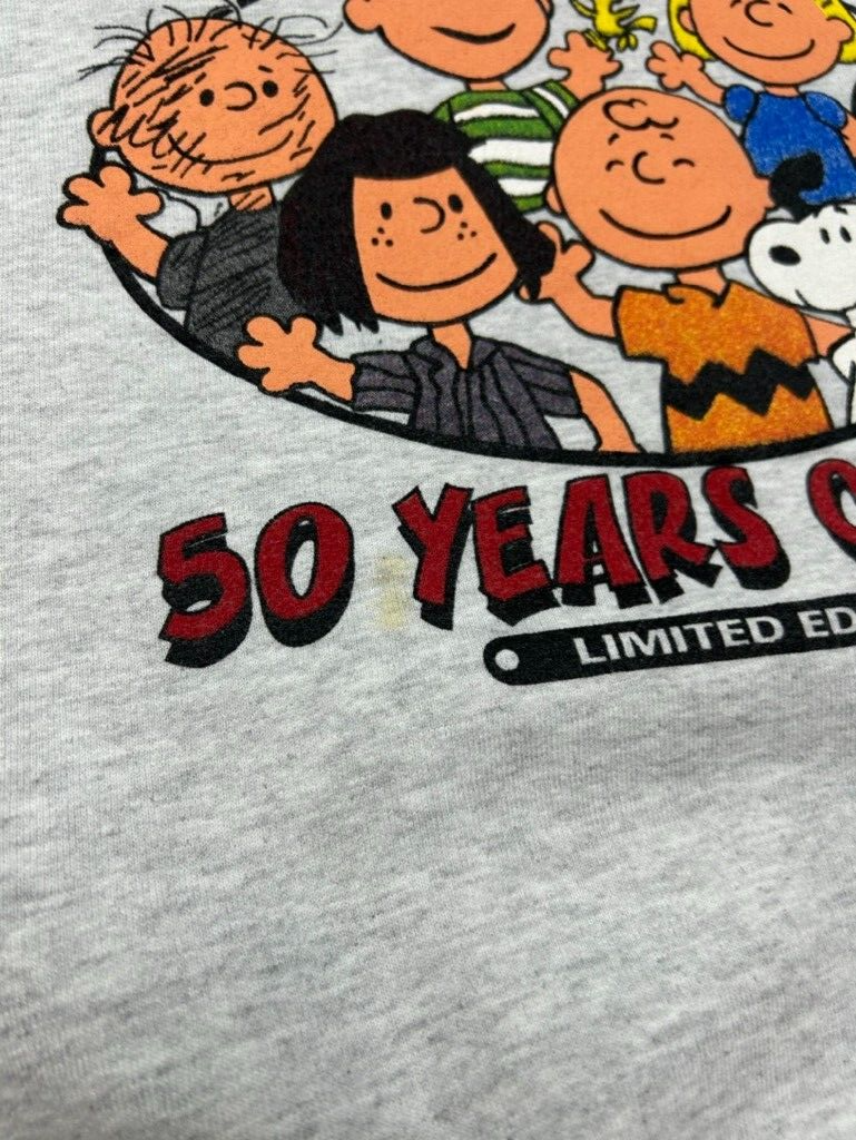 Vintage 90s Charlie Brown Peanuts 50 Years Of Fun TV Promo Sweatshirt Size Large