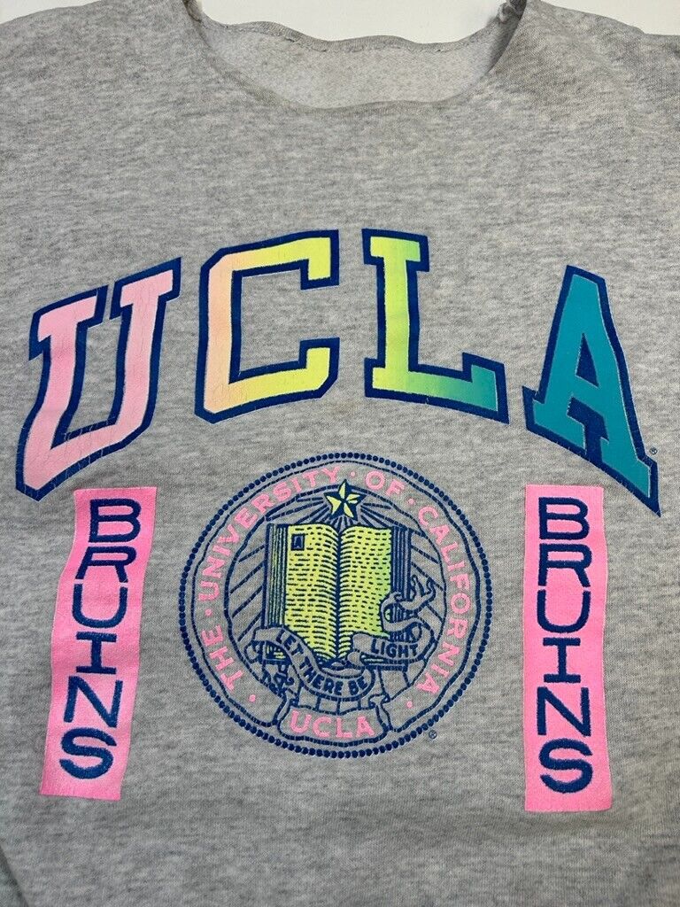 Vintage 80s/90s UCLA Bruins Collegiate Crest NCAA Sweatshirt Size Large Gray