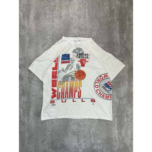 Vintage 1991 Chicago Bulls NBA World Champion AOP Graphic T-Shirt Size XL
