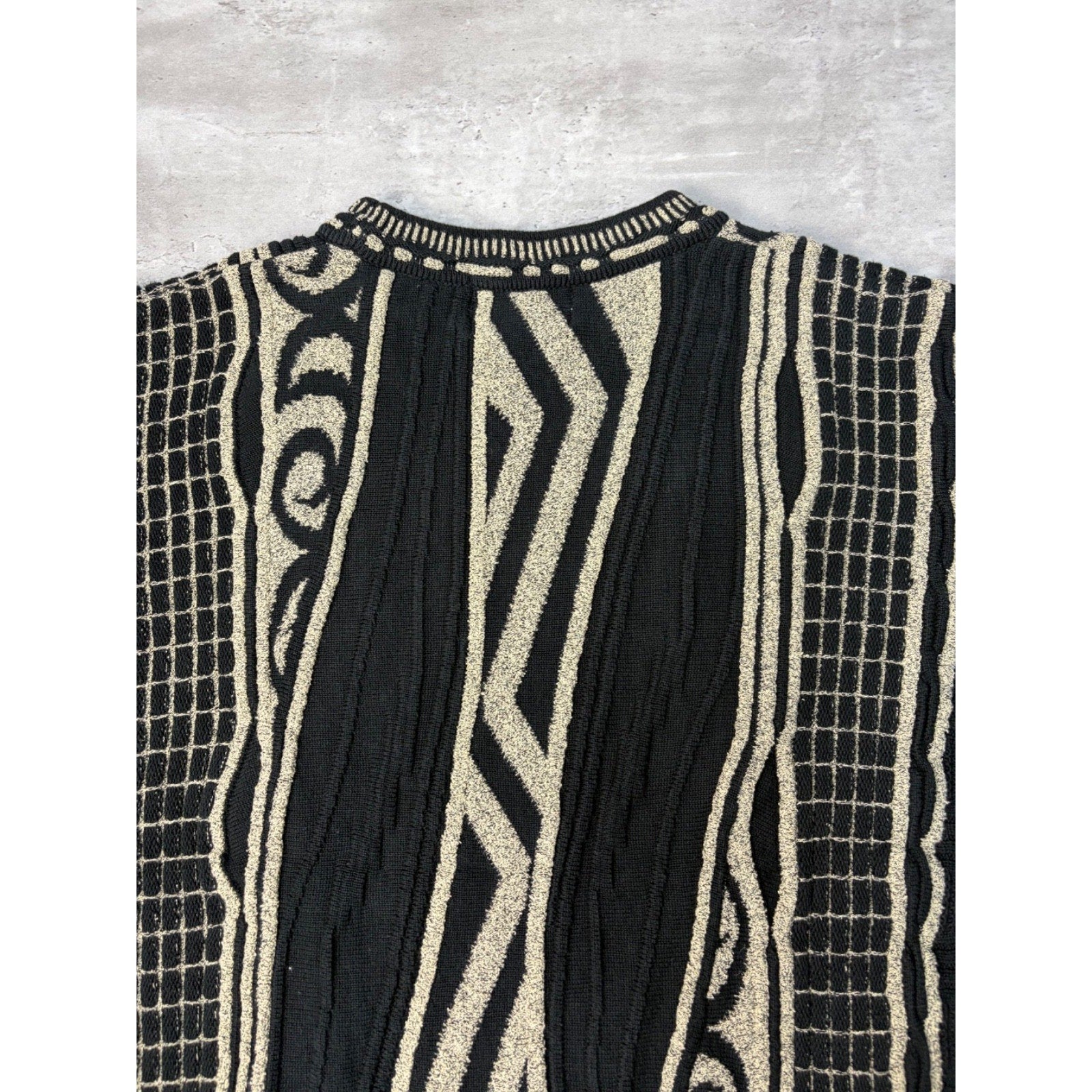 Vintage 90s Tundra 3D Abstract Print Pullover Ribbed Knit Sweater Size XL