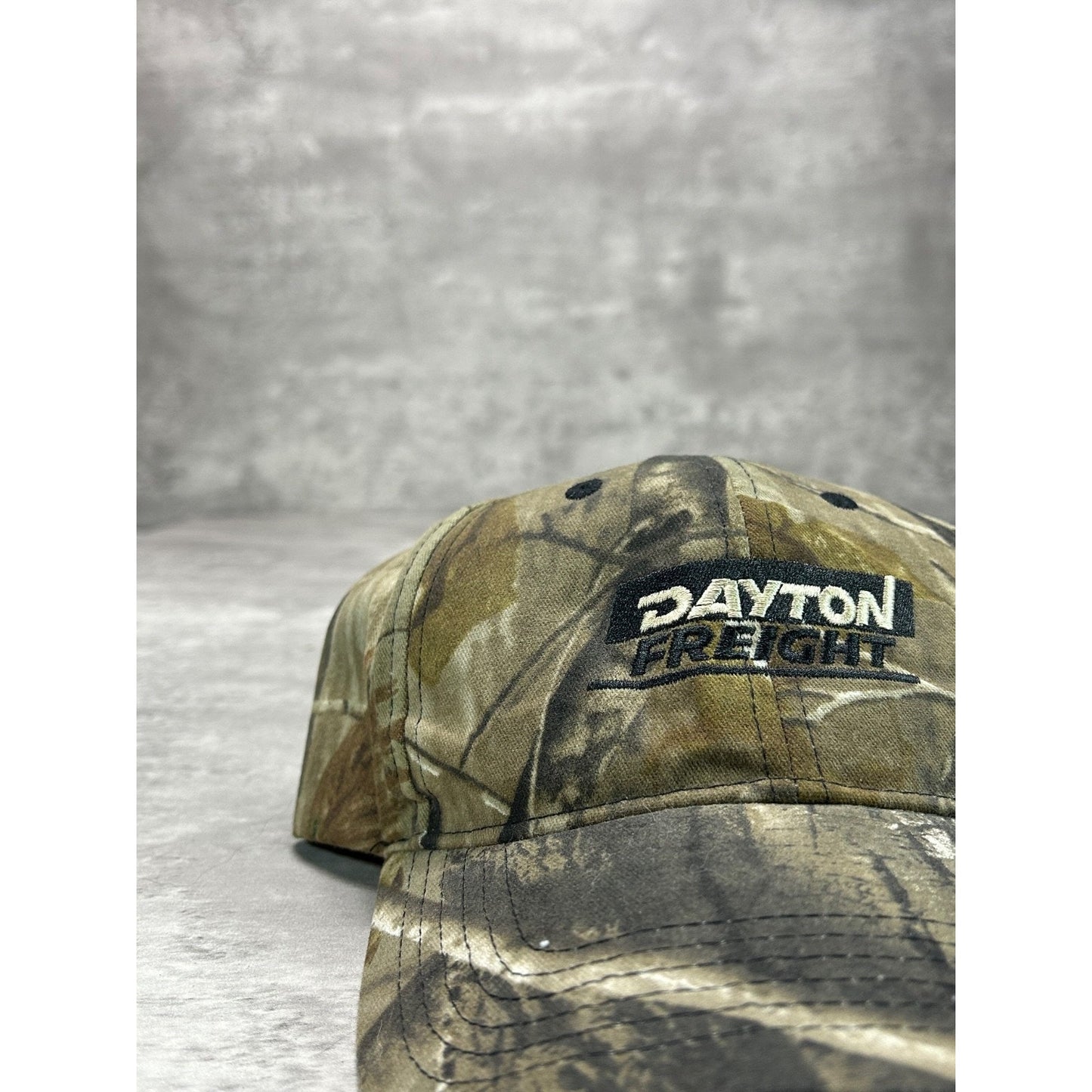 Vintage Dayton Freight Tree Camo Embroidered Spellout Hunting Strapback Hat OSFA