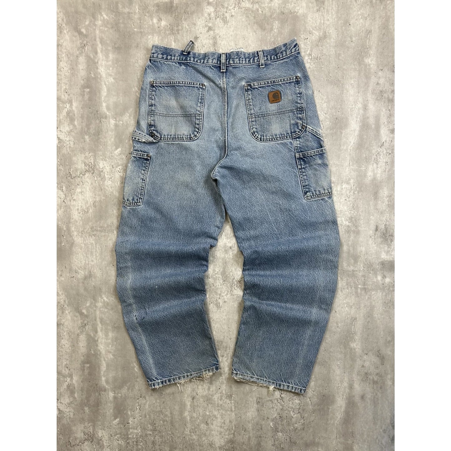 Vintage Carhartt Light Wash Denim Double Knee Carpenter Pants Size 35