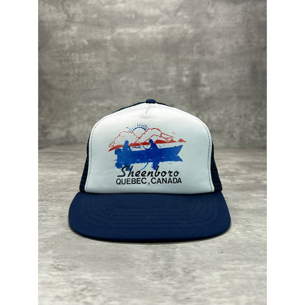 Vintage 80s/90s Sheenboro Quebec Fishing Destination Trucker Snapback Hat OSFA