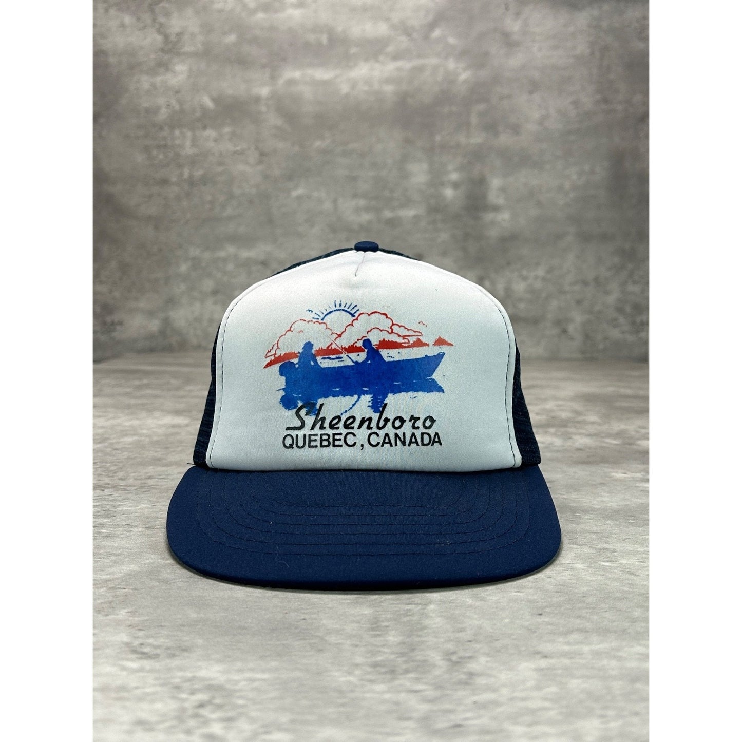 Vintage 80s/90s Sheenboro Quebec Fishing Destination Trucker Snapback Hat OSFA