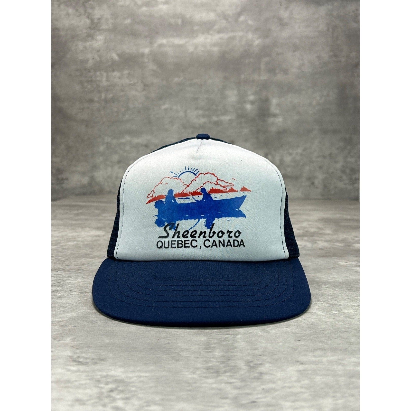 Vintage 80s/90s Sheenboro Quebec Fishing Destination Trucker Snapback Hat OSFA