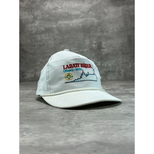 Vintage 1993 Labatt Brier Embroidered Spellout Corduroy Snapback Hat OSFA