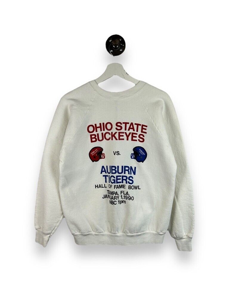 Vintage 1990 NCAA Hall Of Fame Bowl Buckeyes Vs Tigers Sweatshirt Size Large