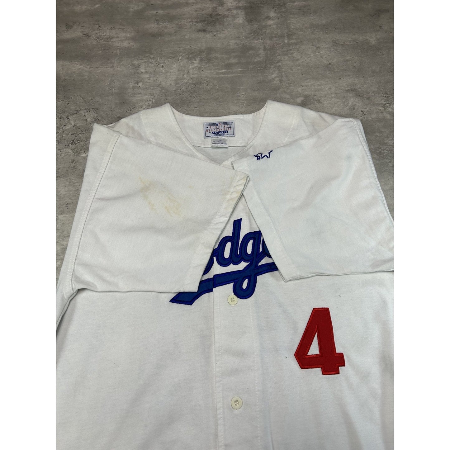 Vintage 90s Duke Snider #4 Los Angeles Dodgers MLB Stitched Starter Jersey Sz XL