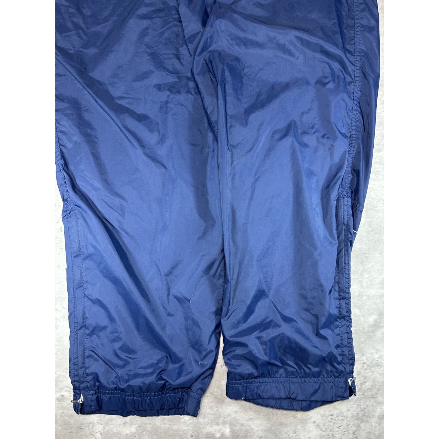 Vintage 90s Nike Embroidered Swoosh Nylon Track Pants Size XL Navy Blue