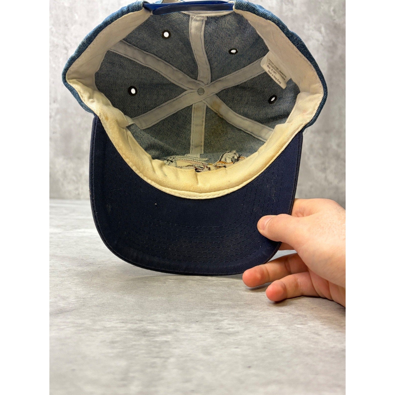 Vintage 1997 Looney Tunes Embroidered Character Denim Snapback Hat OSFA
