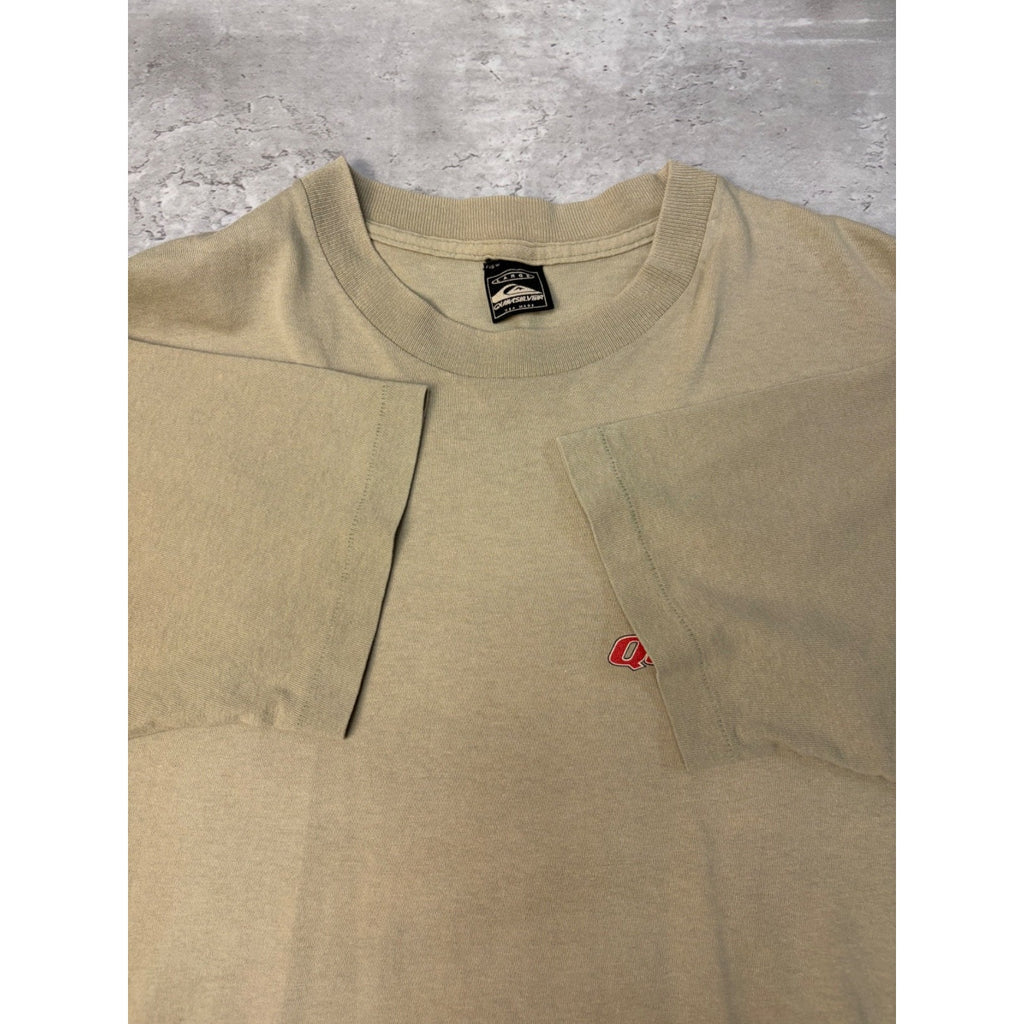 Vintage Y2K Quiksilver Advanced Boarding Two Tone Spellout Logo T-Shirt Sz Large