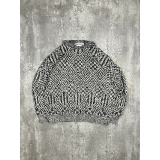 Vintage 90s John Ashford Geometric Diamond Print Knit Sweater Size Medium