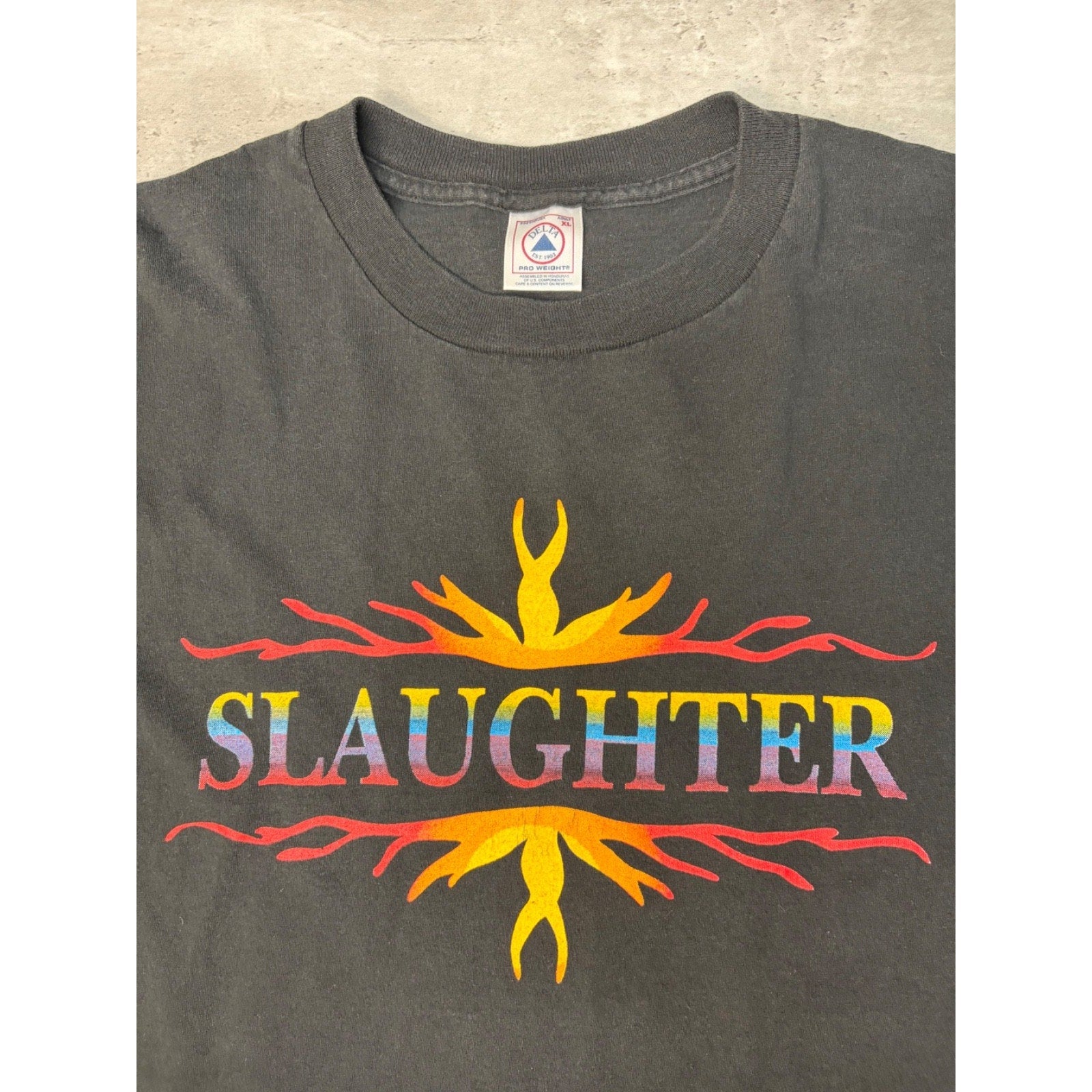 2000 Slaughter Stay Up All F**king Night Glam Metal Graphic T-Shirt Size XL