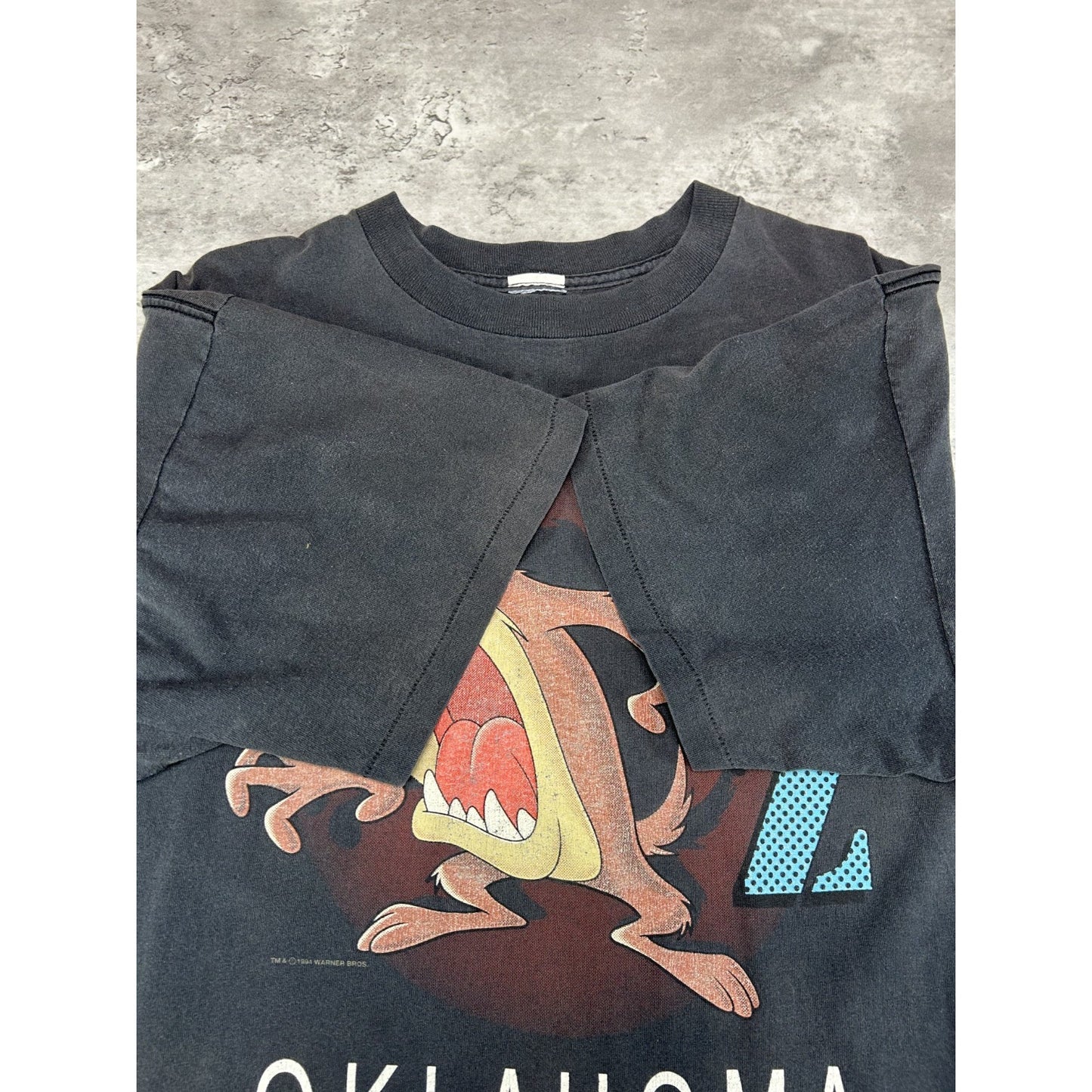 Vintage 1994 Looney Tunes Taz Oklahoma TV Show Promo Graphic T-Shirt Size XL