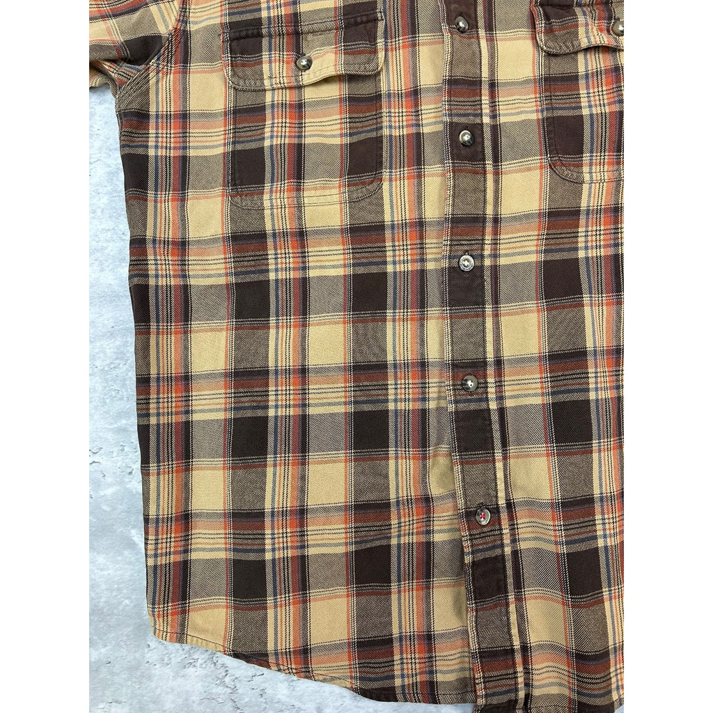 Vintage Carhartt Plaid Double Pocket Workwear Long Sleeve Button Up Shirt Medium