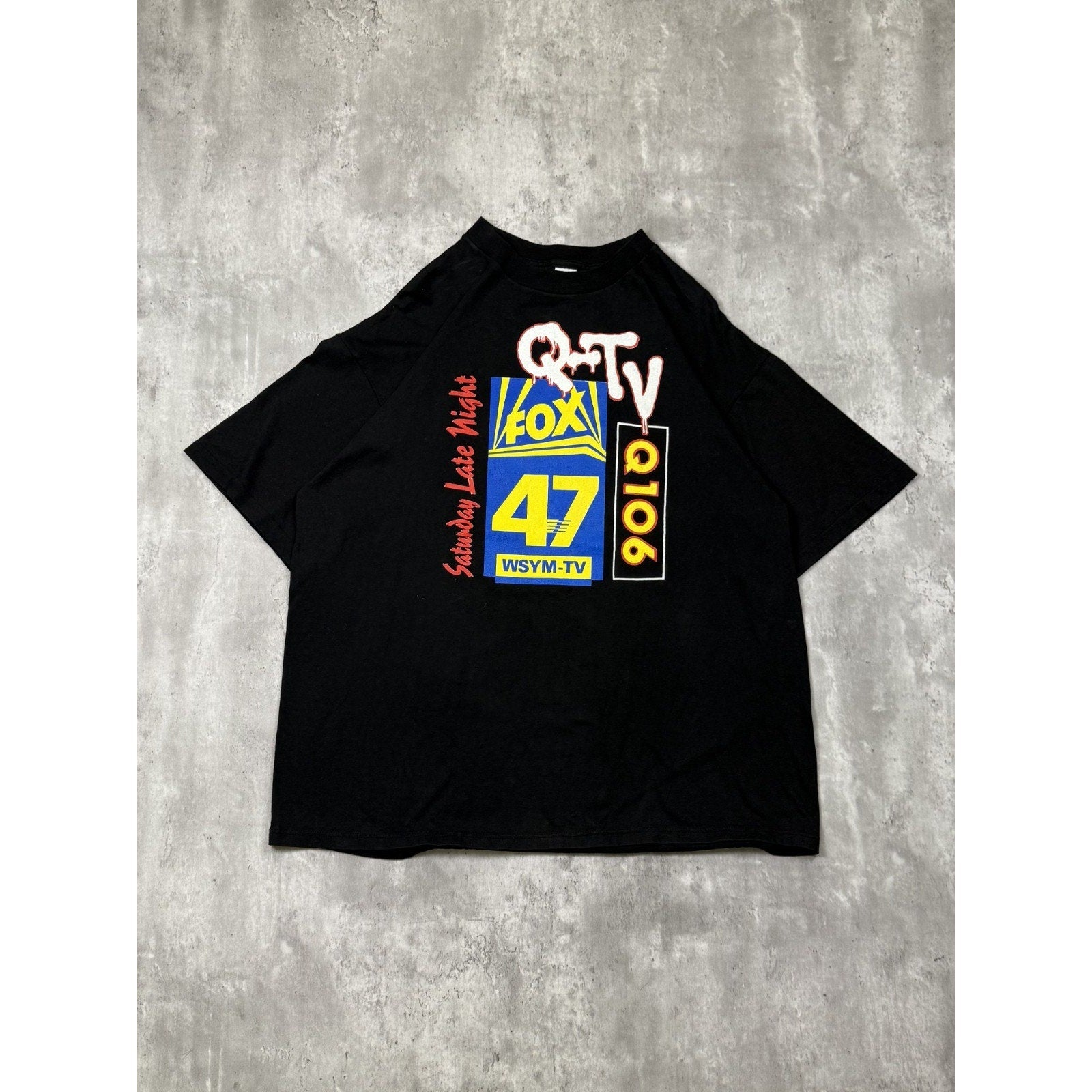 Vintage Q-TV Saturday Late Night Q106 Grahpic T-Shirt Size XL