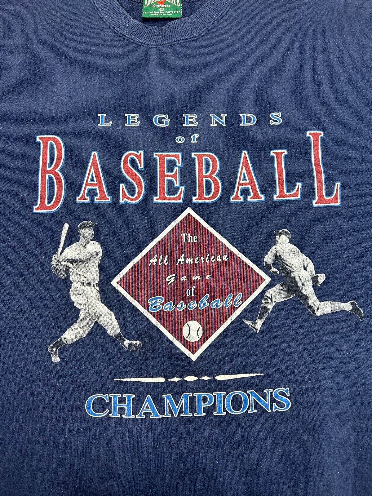 Vintage 90s American Eagle Legends Of Baseball Graphic Sweatshirt Size 2XL