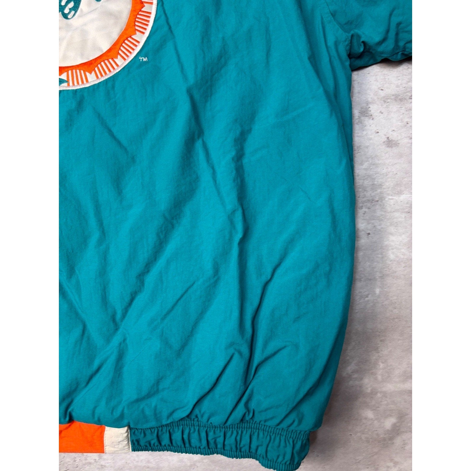 Vintage 90s Miami Dolphins NFL Embroidered Starter Bomber Jacket Size Large