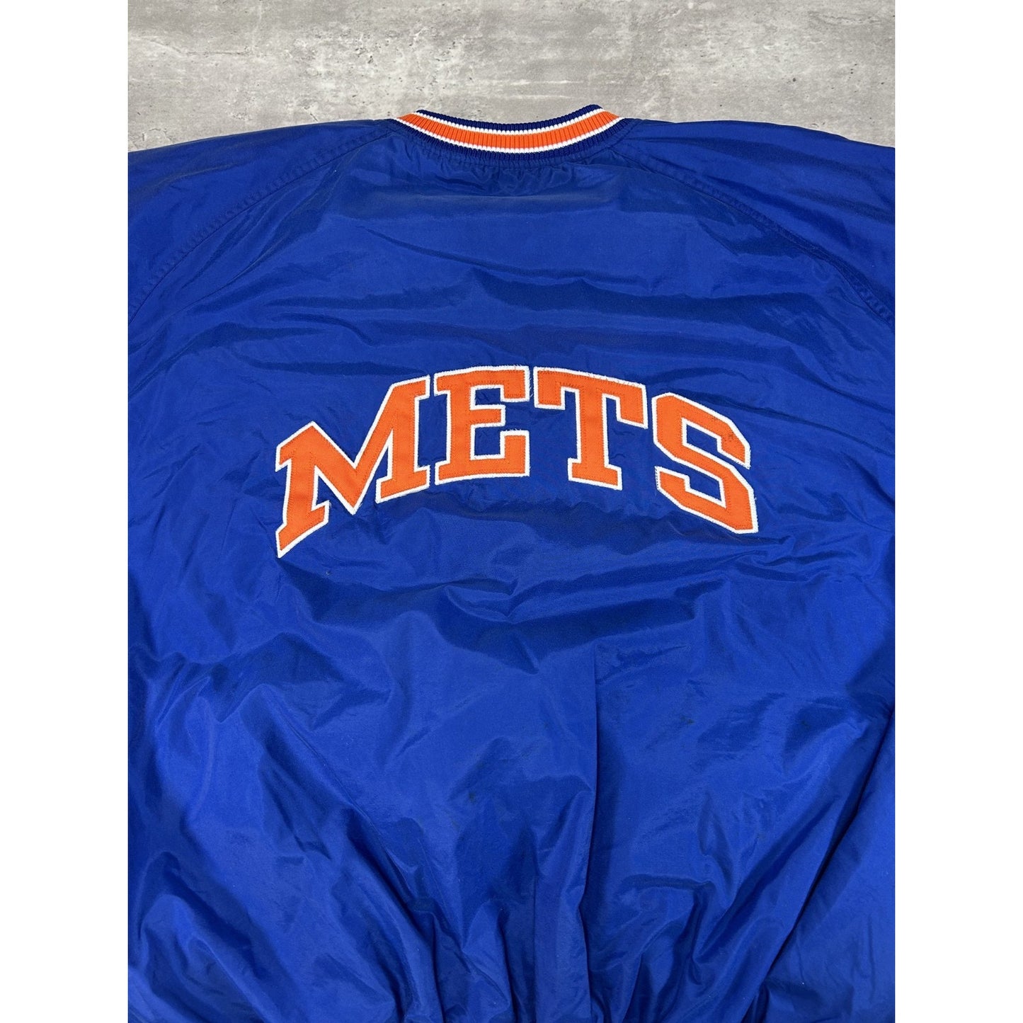 Vintage 90s New York Mets MLB Embroidered 1/4 Button Nylon Starter Jacket Sz 2XL