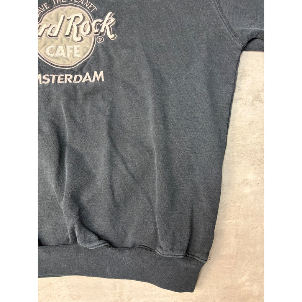 Vintage 90s Hard Rock Cafe Amsterdam Embroidered Destination Sweatshirt Sz Large