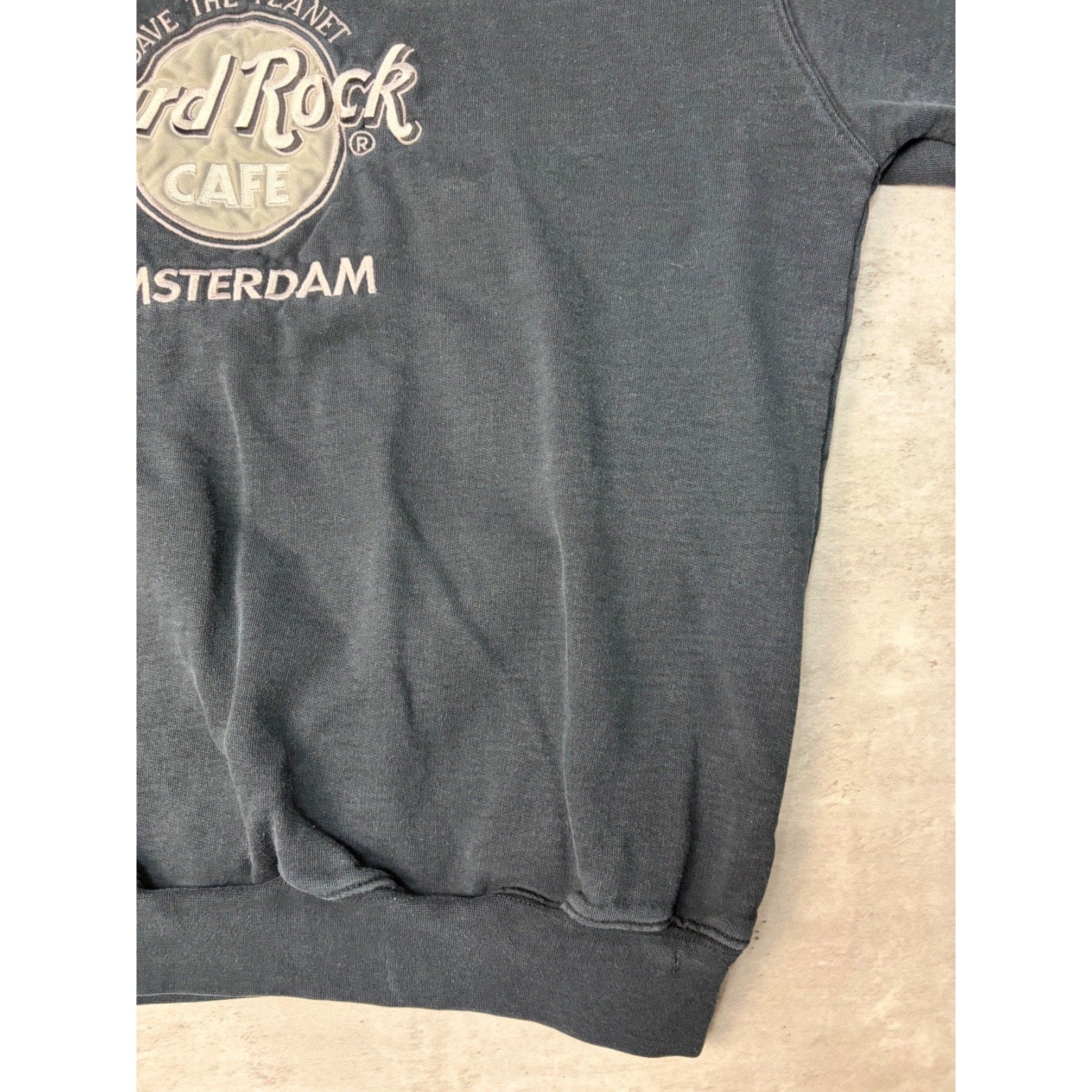 Vintage 90s Hard Rock Cafe Amsterdam Embroidered Destination Sweatshirt Sz Large