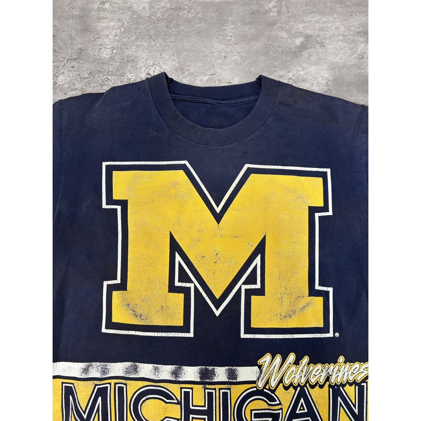 Vintage 90s Michigan Wolverines NCAA Jersey Style All Over Print T-Shirt Medium
