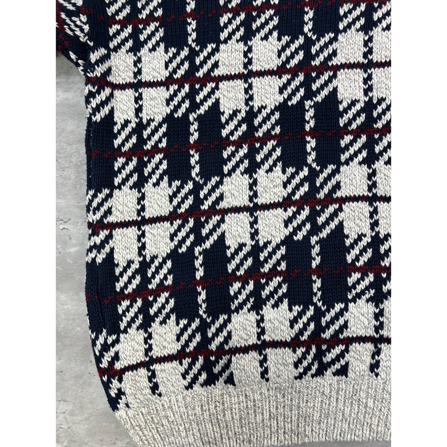 Vintage 90s Authentic Issue Plaid Print Pullover Ribbed Knit Sweater Size Large