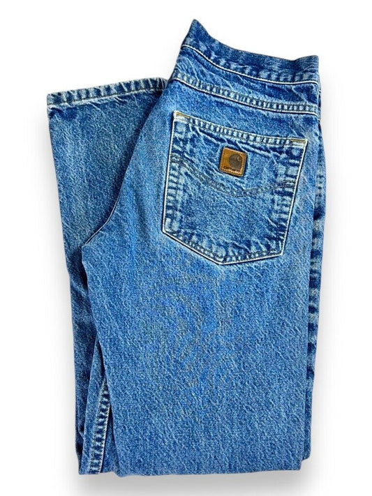 Vintage Carhartt Medium Wash Denim Work Wear Pants Size 30W Blue