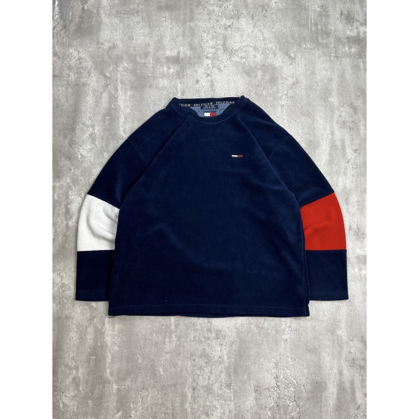 Vintage Tommy Jeans Embroidered Logo Pullover Fleece Sweatshirt Size 2XL