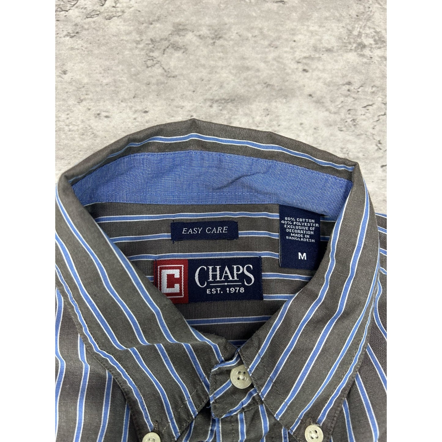 Vintage Chaps Striped Print Long Sleeve Reworked Cropped Button Up Shirt Medium