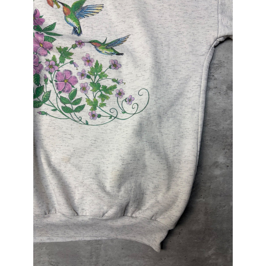 Vintage Adirondacks Hummingbird Nature Graphic Sweatshirt Size Large