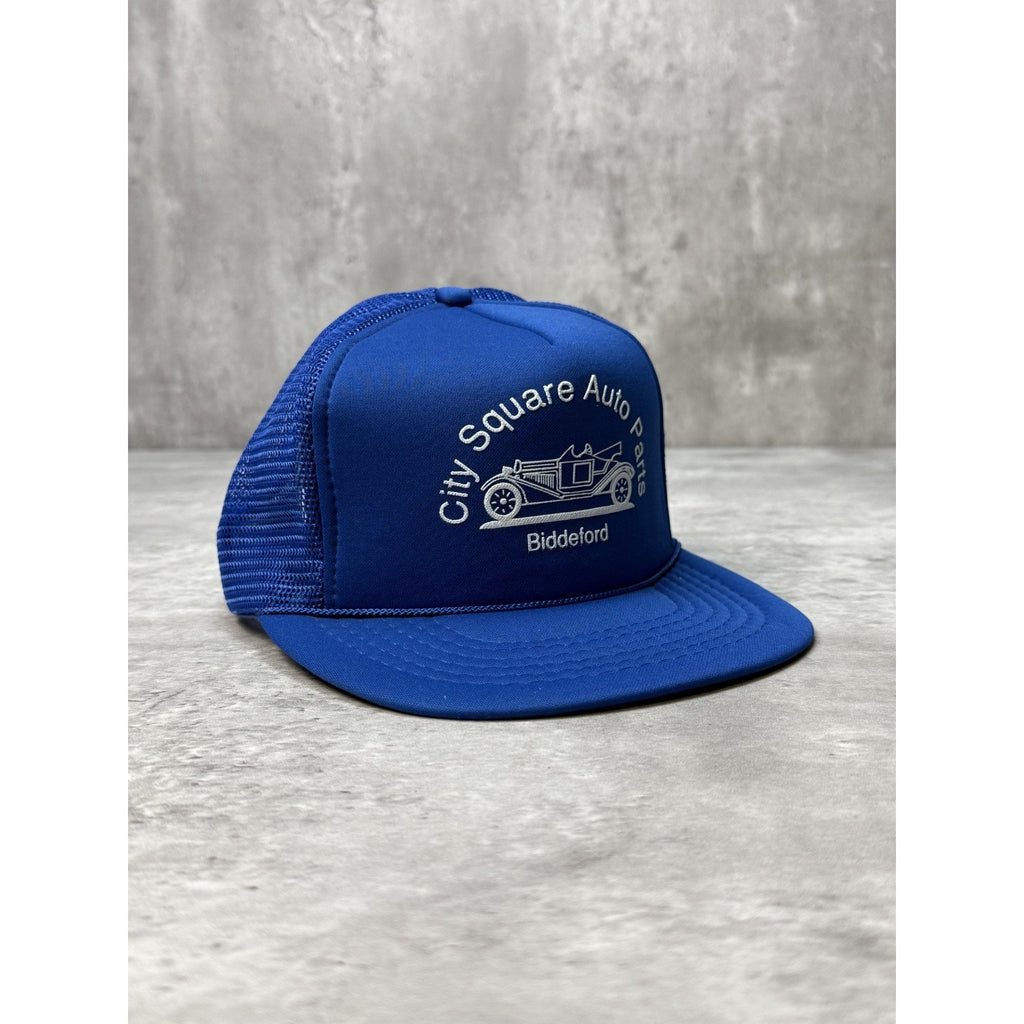 Vintage 80s City Square Auto Parts Graphic Trucker Snapback Hat OSFA