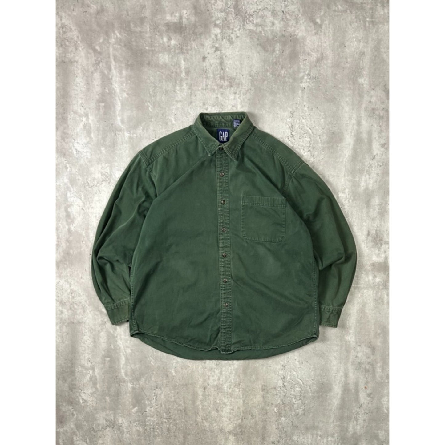 Vintage 90s Gap Single Pocket Long Sleeve Button Up Shirt Size XL Green