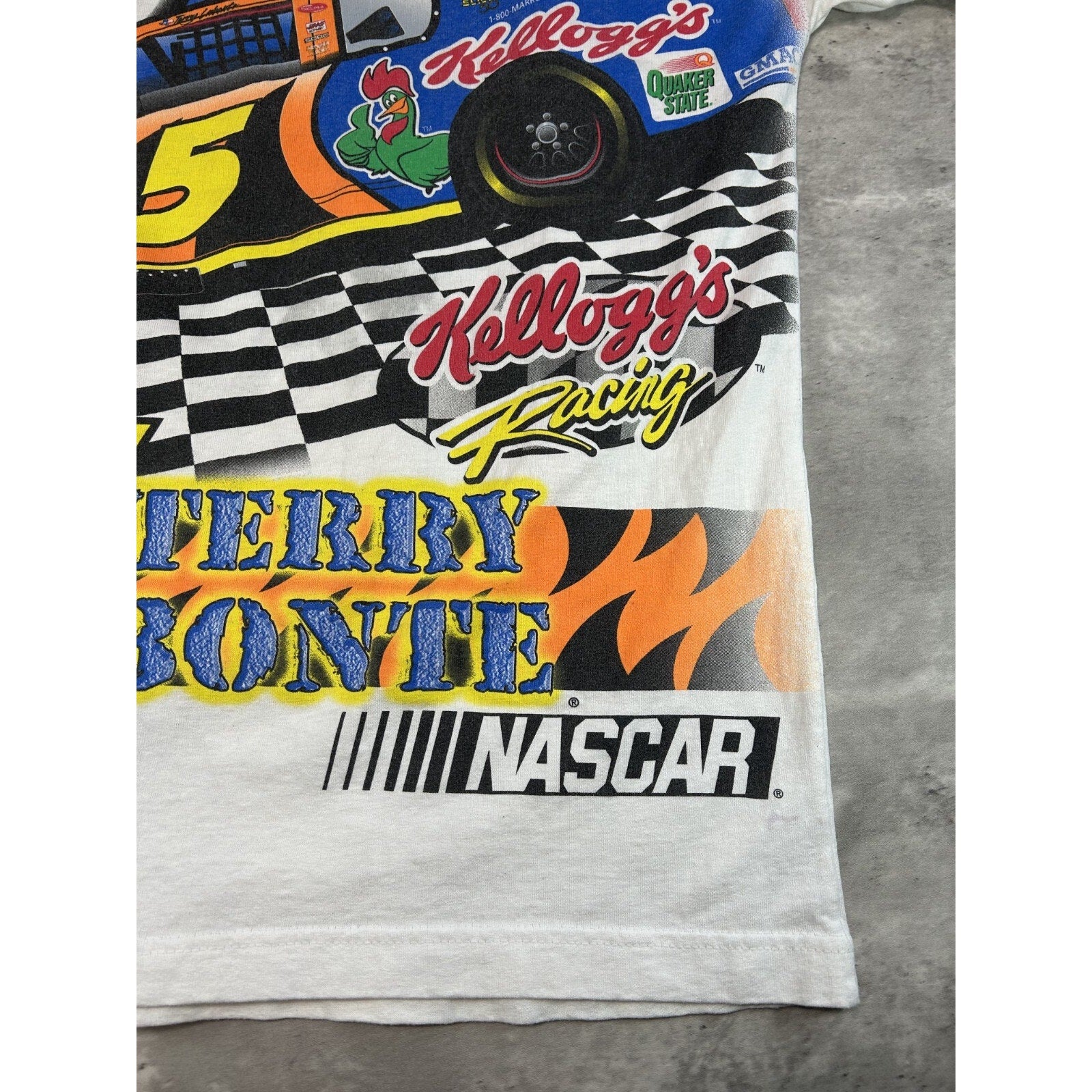 Vintage 2001 Terry Labonte #5 Kellogs Racing Nascar All Over Print T-Shirt Sz M