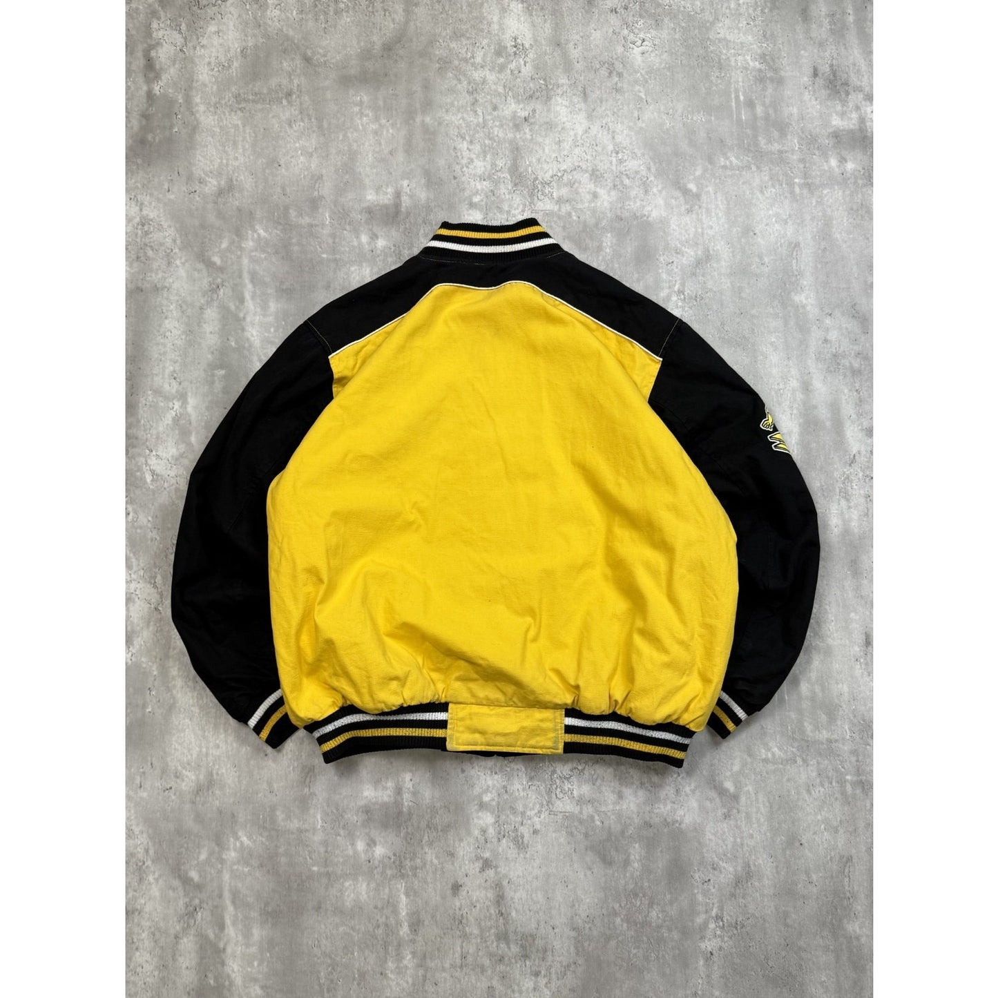 Vintage Pittsburgh Steelers NFL Spellout Reversible Bomber Jacket Size Large