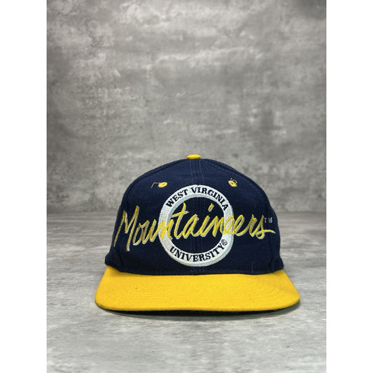 VTG 90s West Virginia Mountaineers NCAA Collegiate Spellout Snapback Hat OSFA