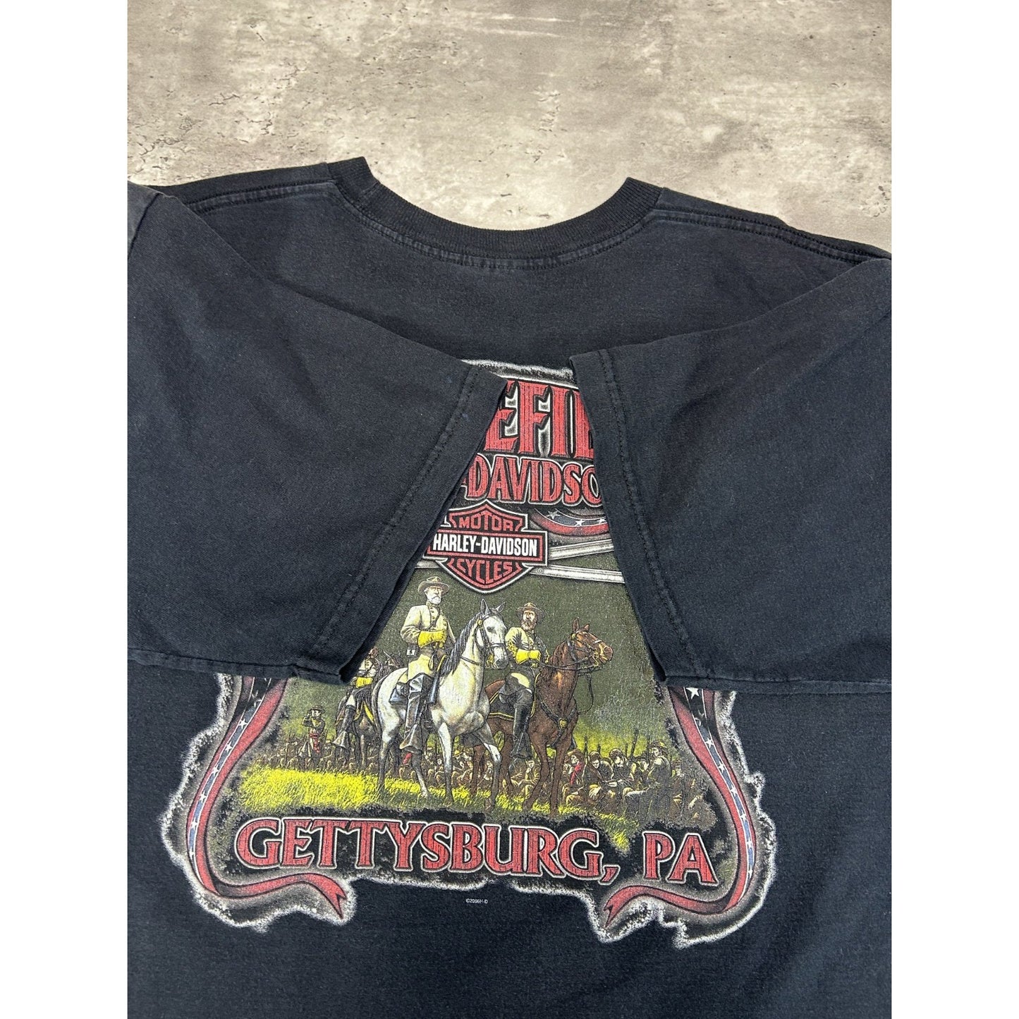 Harley Davidson Motorcycles Gettysburg Soldiers Graphic T-Shirt Size Large Black