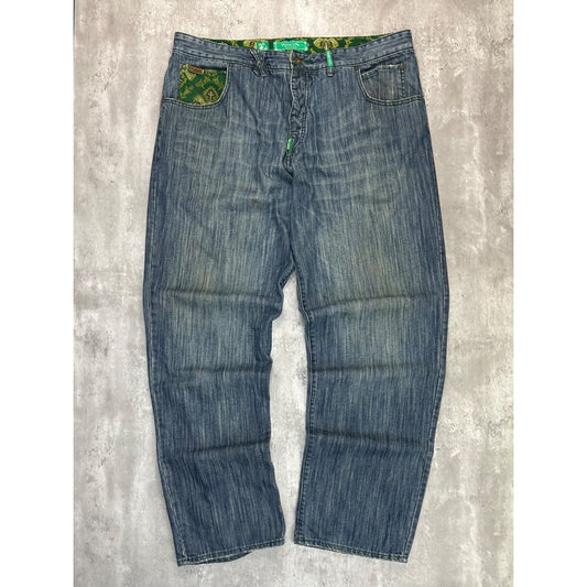 Vintage Y2K LRG Baggy Pit Paisley Pocket Medium Was Denim Pants Size 41