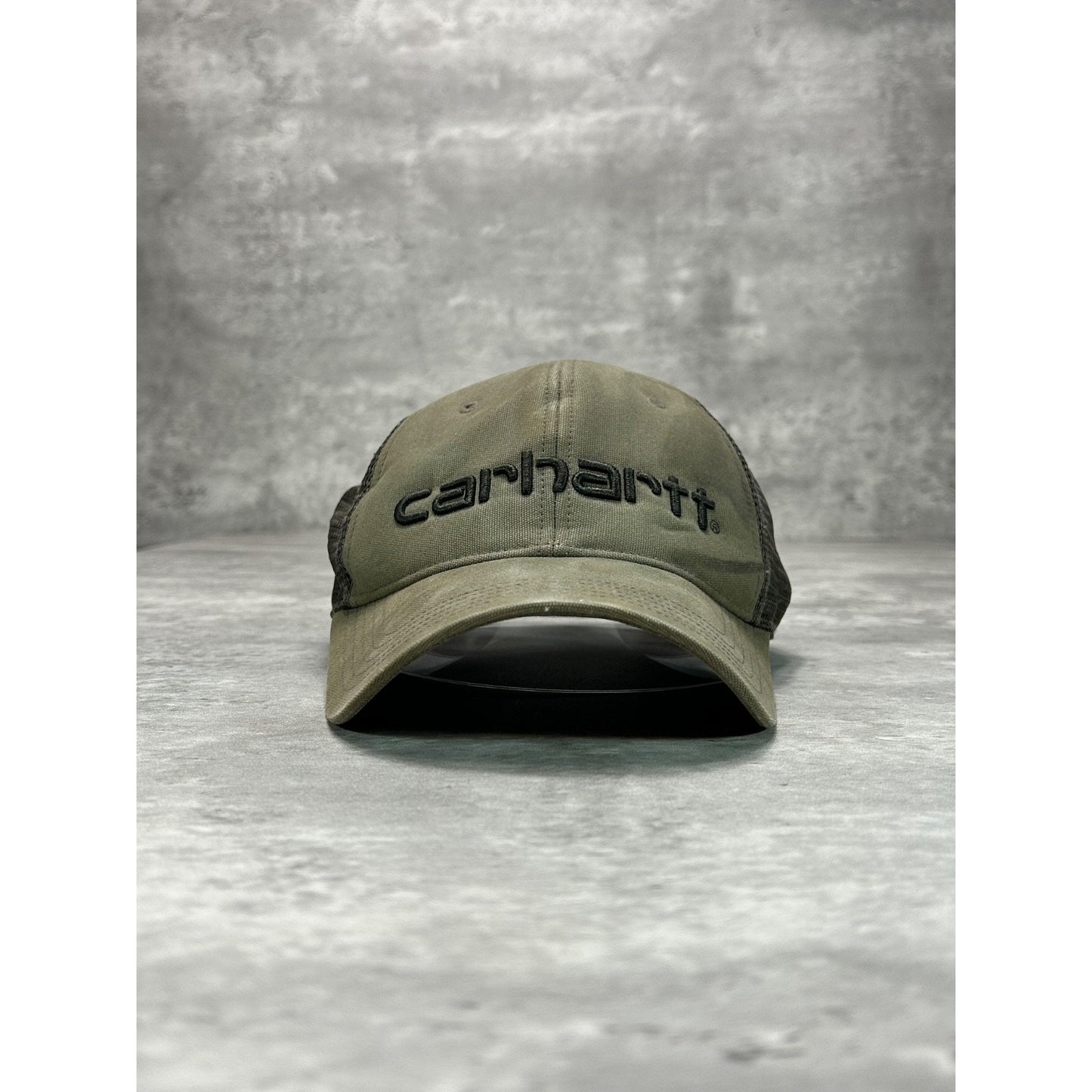 Vintage Carhartt Embroidered Spellout Workwear Trucker Snapback Hat OSFA