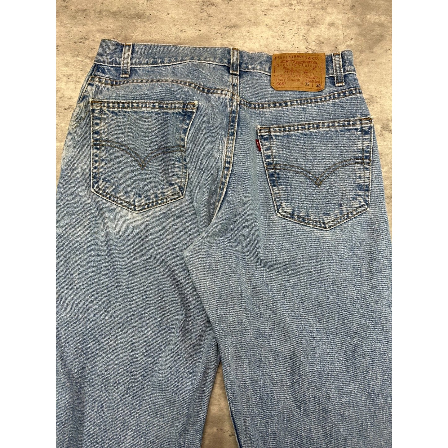 Vintage 90s Levis 505 Red Tab Straight Leg Light Wash Denim Pants Size 31