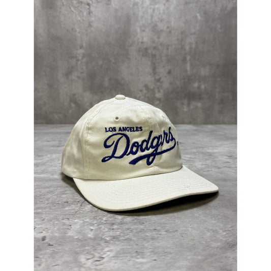Vintage 90s Los Angeles Dodgers MLB Embroidered Spellout Snapback Hat OSFA