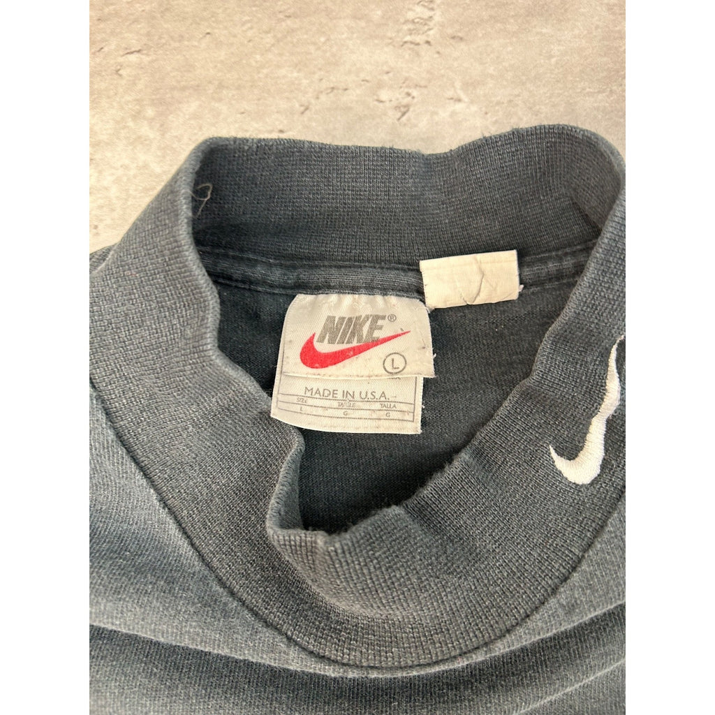 Vintage 90s Nike Embroidered Swoosh Mock Neck Long Sleeve T-Shirt Size Large