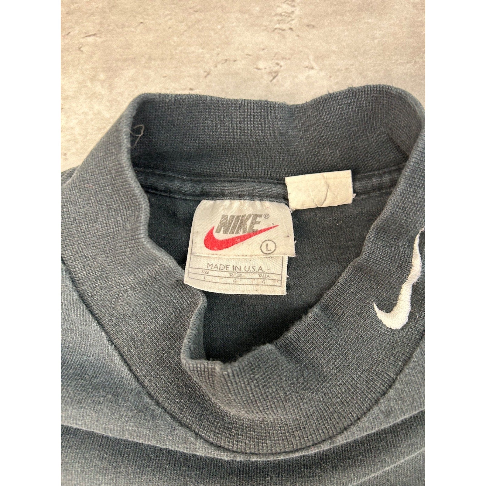 Vintage 90s Nike Embroidered Swoosh Mock Neck Long Sleeve T-Shirt Size Large