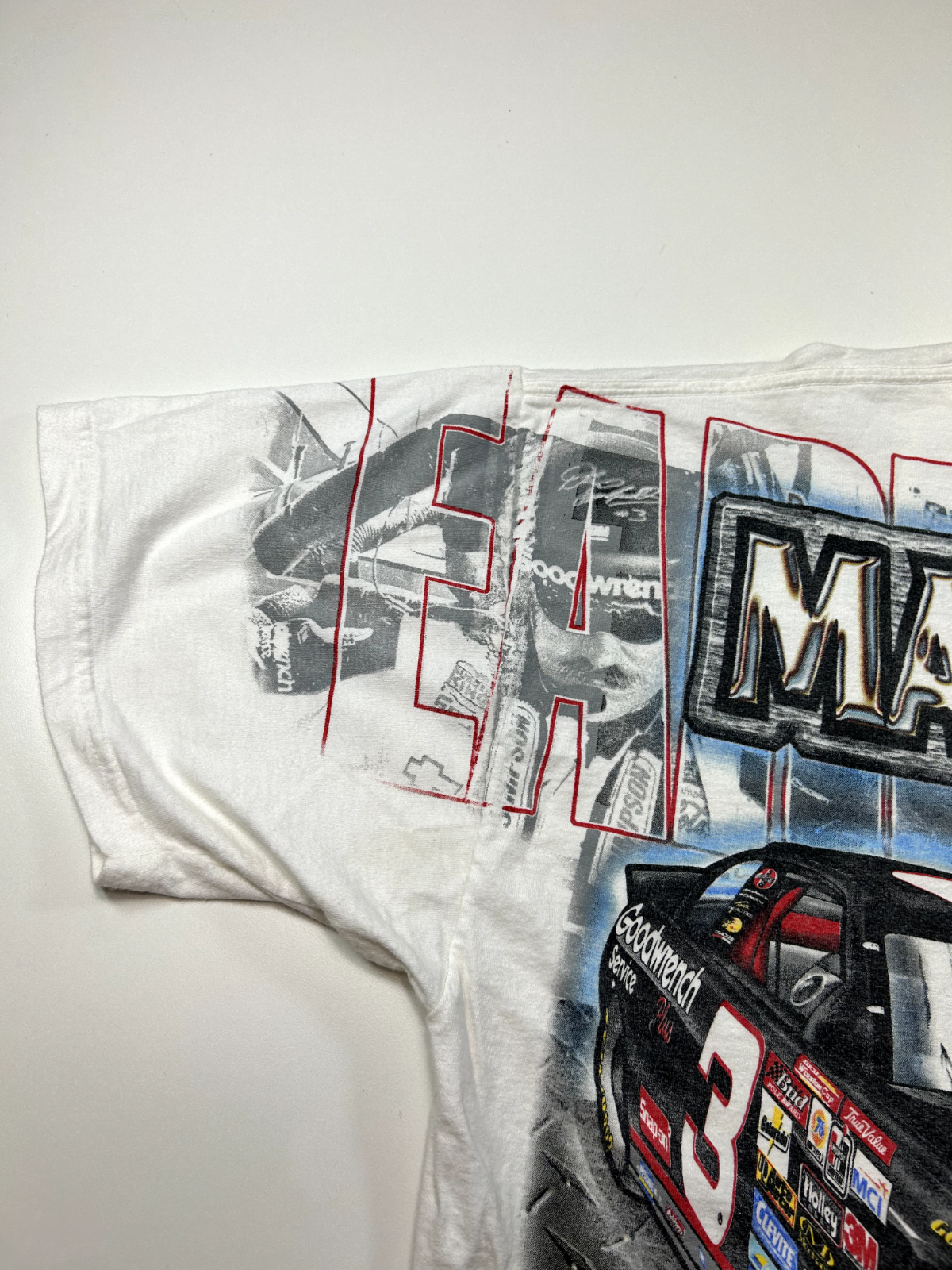 Vintage Dale Earnhardt #3 Man Of Steel Nascar AOP T-Shirt Size XL White