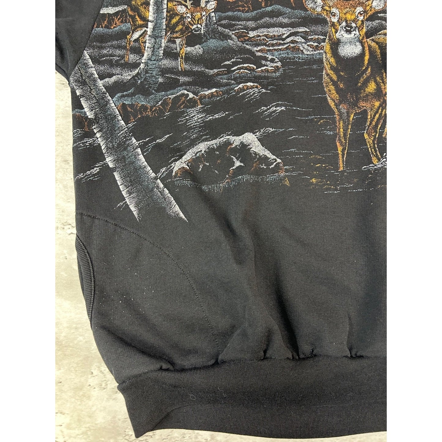 Vintage 90s Deer Nature All Over Print Collared Animal Sweatshirt Size Large