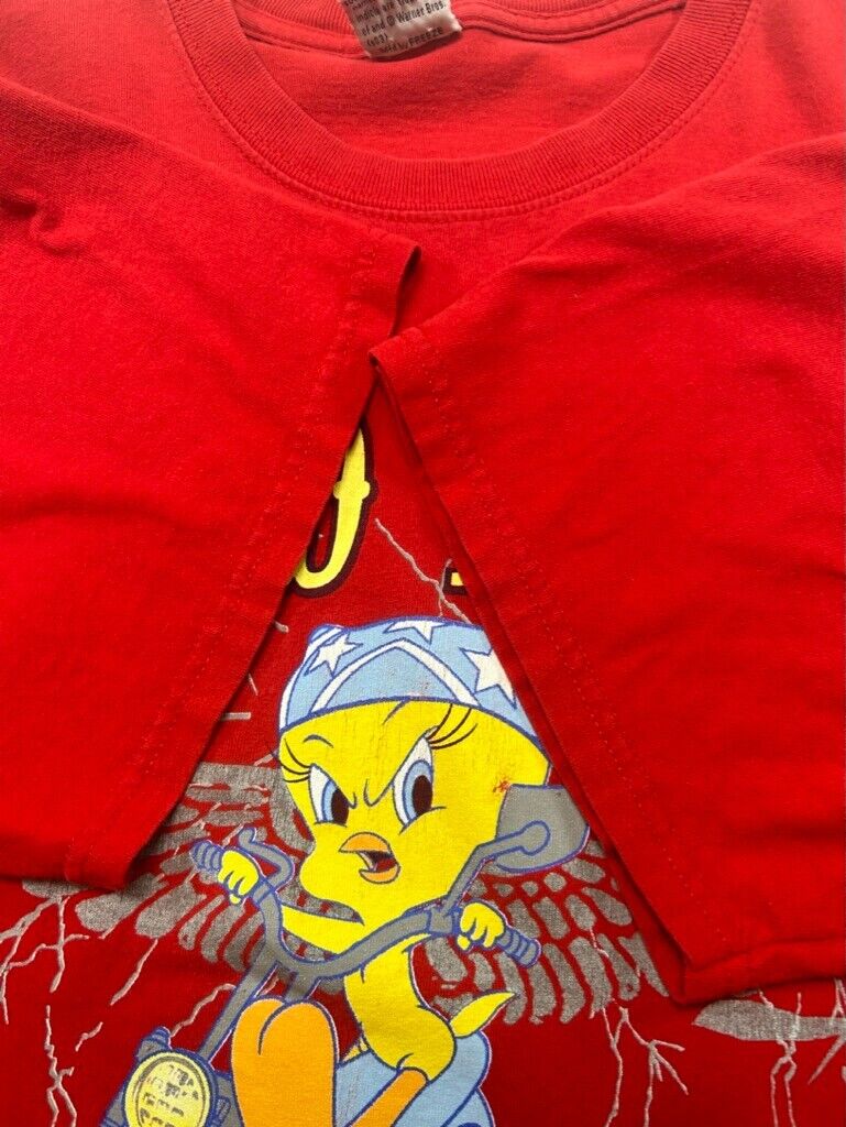 Vintage 90s Looney Tunes Tweety Bird Wild Thing Biker Graphic T-Shirt Size XL