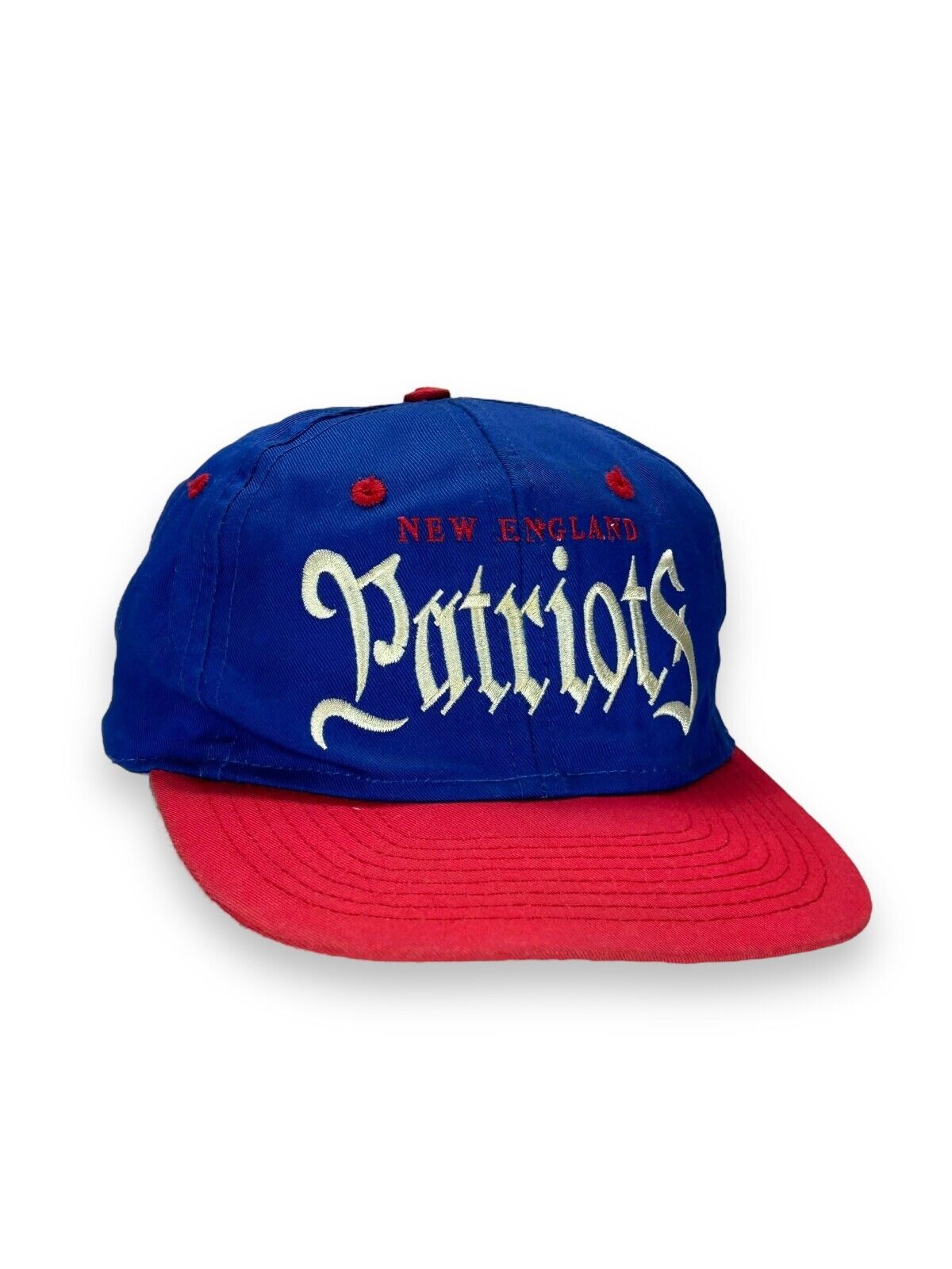 Vintage 90s New England Patriots NFL Gothic Script Spellout Snapback Hat OSFA